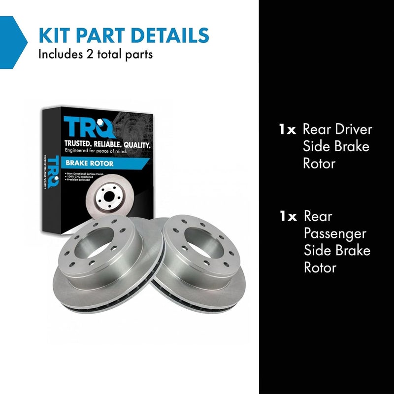 TRQ Rear Brake Rotors Set Vented Compatible with 2008-2023 Chevrolet Express 2500 2005-2023 Express 3500 GMC Savana 2500 Savana 3500 - Image 2