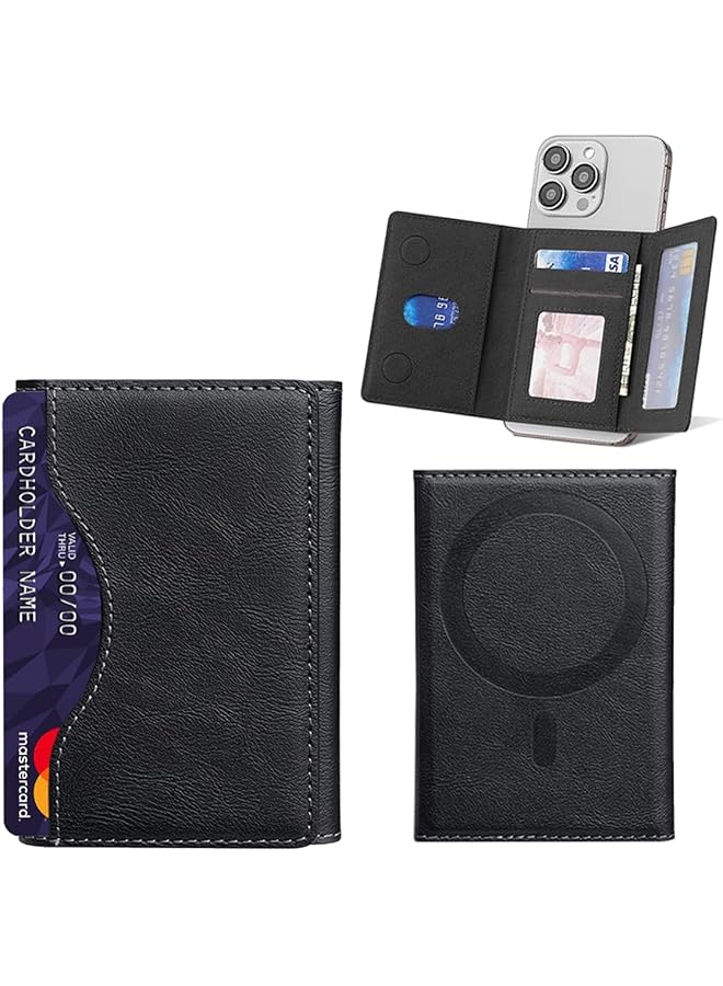 Green Tiger Designed for MagSafe Wallet Magnetic Card Holder, Flip Trifold Leather Card Slots,Detachable,Magnetic Leather Wallet Phone Accessories for iPhone 16/15/14/13/12 Series (Black) - Image 1