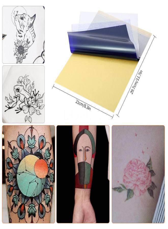 ١٠٠ ورقة من ورق نقل الوشم، ورق حراري للوشم A4، ورق استنسل لنقل الوشم، ورق للوشم، مجموعة أدوات الوشم - Image 4