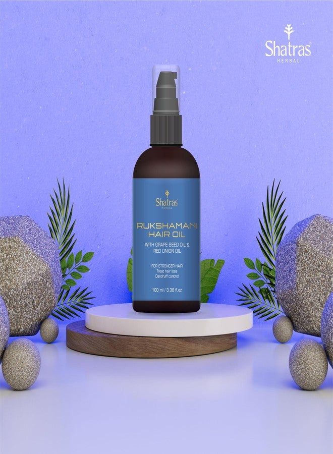 Shatras Herbal Rukshamani Grape Seed & Red Onion Hair Oil, support hair growth & healthy hair, long & strong hair, for men & women's (100ML) - Image 2