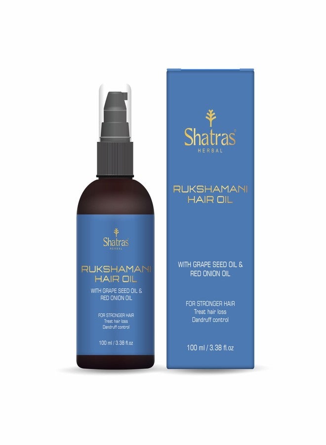 Shatras Herbal Rukshamani Grape Seed & Red Onion Hair Oil, support hair growth & healthy hair, long & strong hair, for men & women's (100ML) - Image 1