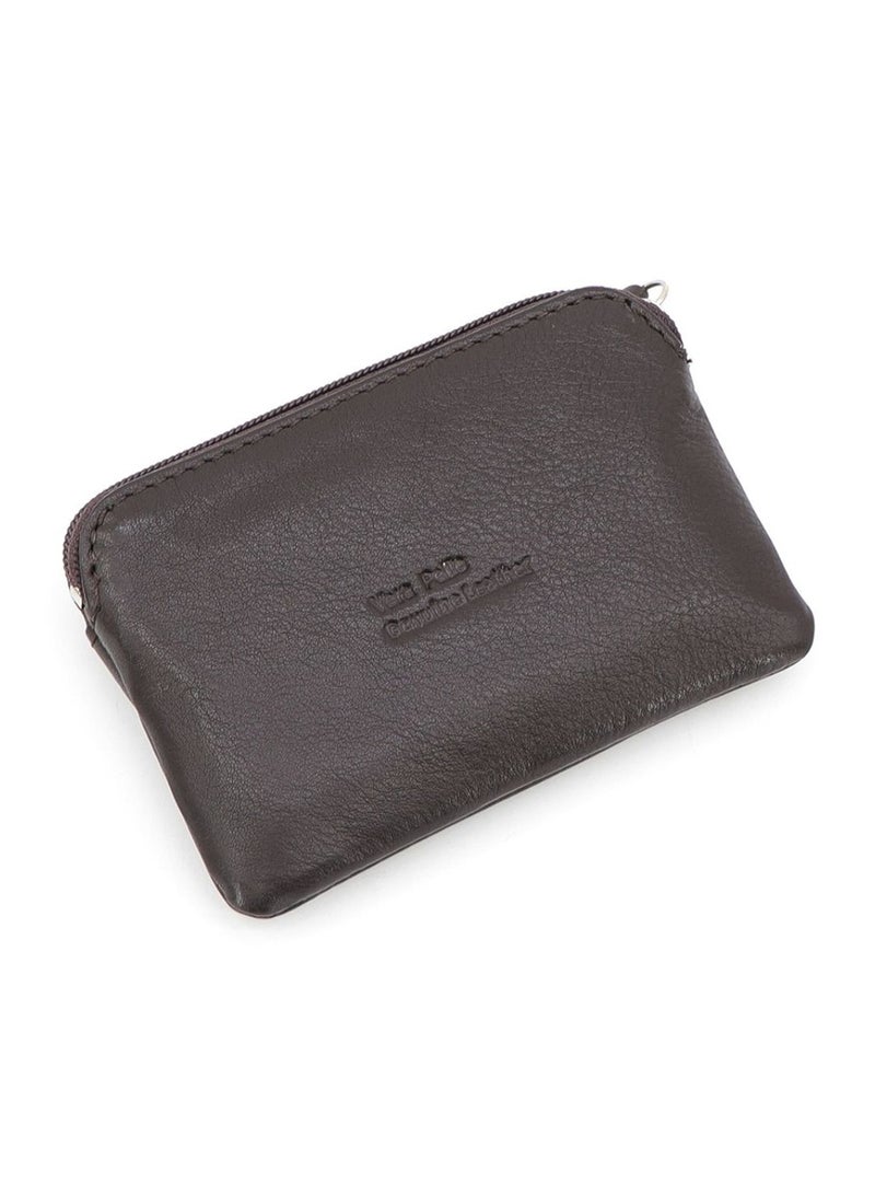Gai mattiolo Gai Mattiolo Leather Coin and Key Holder for Men – Brown Nappa Leather Pouch with Front Coin Pocket and Double Key Rings – 11x7 cm - Image 4