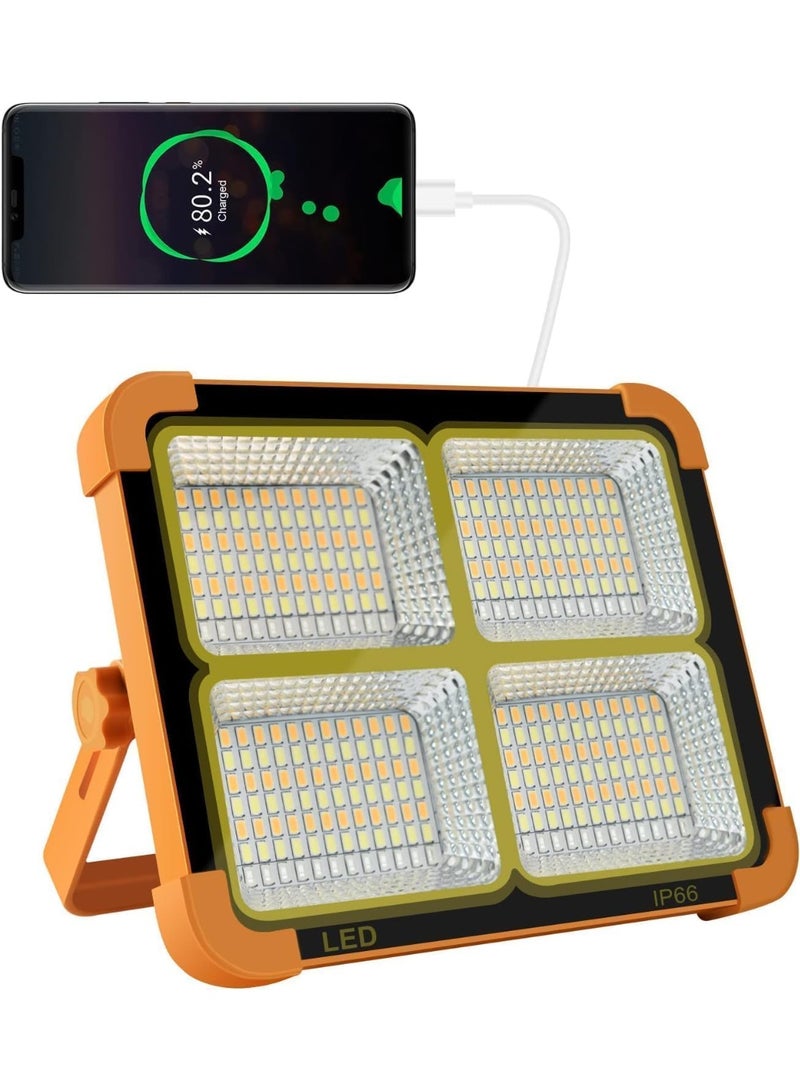 بلومنغ تايم مصباح عمل طوارئ محمول، مصباح عمل يعمل بالطاقة الشمسية LED بقوة 200 وات مع 4 أوضاع سطوع، مقاوم للماء والحرارة والصقيع IP66، مناسب للاستخدام الخارجي بالطاقة الشمسية المحمولة - Image 3