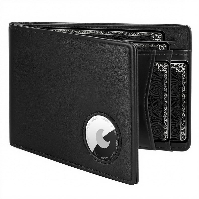 LORZOR Mens Wallet with AirTag Holder, Bifold Full Grain Leather AirTag Wallet with ID Window RFID Blocking Gift Box for Men, up to 12 Cards - Image 4