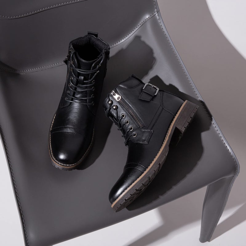 Vostey Men's Boots Black Boots for Men Casual Boots Motorcycle Combat Ankle Dress Boots Mens (BMY678A Black 09) - Image 4