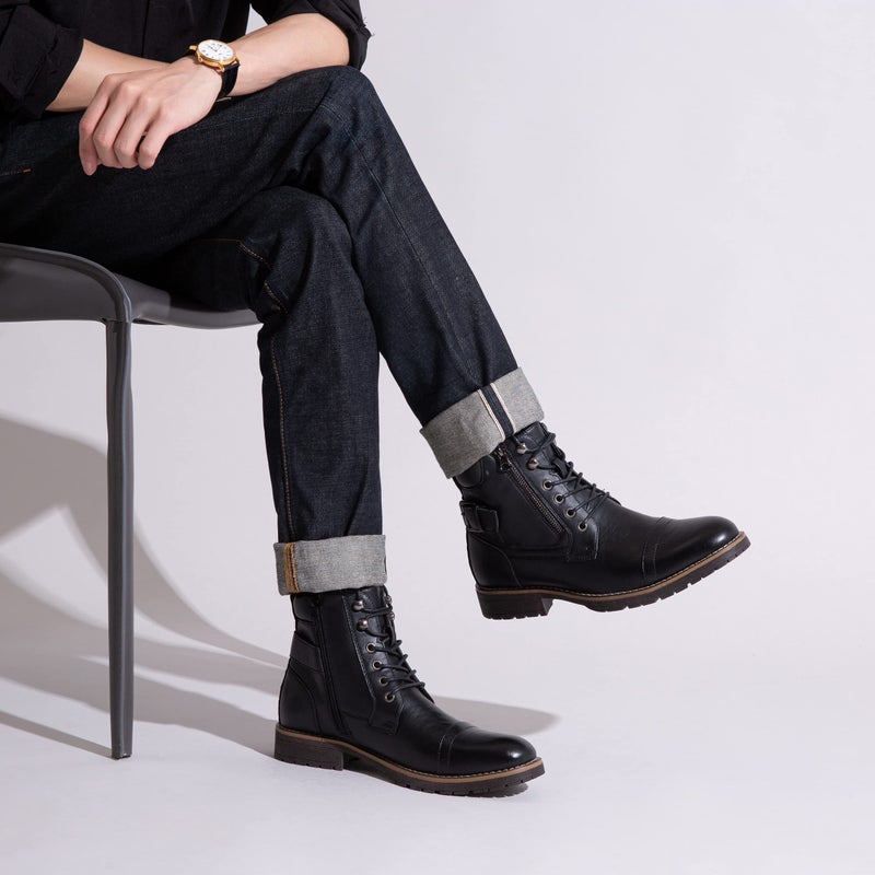 Vostey Men's Boots Black Boots for Men Casual Boots Motorcycle Combat Ankle Dress Boots Mens (BMY678A Black 09) - Image 5