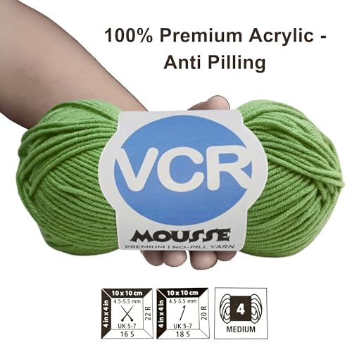 VCR 4ply Dull Green Yarn, 100 Grams Hank, 190 Meters Length, Acrylic Ball for Crochet and Knitting, Soft Crosia Threads, Pack of 1 Yarn, Suitable for DIY Crafts - Image 3