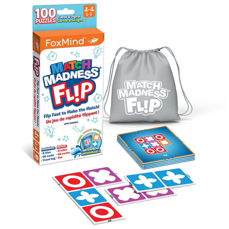 Foxmind Games Match Madness Flip Travel Sized Pattern Matching Puzzle Game Develop Problem SolvingLogicFine Motor Skills Kids 7 12 Players - Image 3