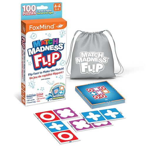Foxmind Games Match Madness Flip Travel Sized Pattern Matching Puzzle Game Develop Problem SolvingLogicFine Motor Skills Kids 7 12 Players - Image 1