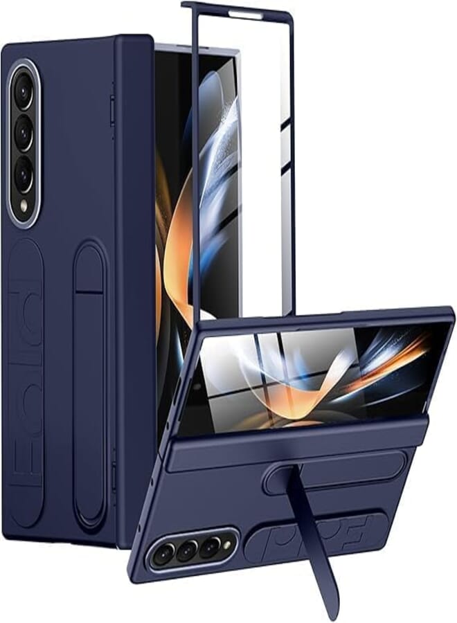 Next Next Store Compatible with Samsung Galaxy Z Fold 4 Case Cover, PC Cover with Hinge Protection, Screen Protector, Shock and Scratch Resistant, Anti-Drop and Durable.(Navy Blue)