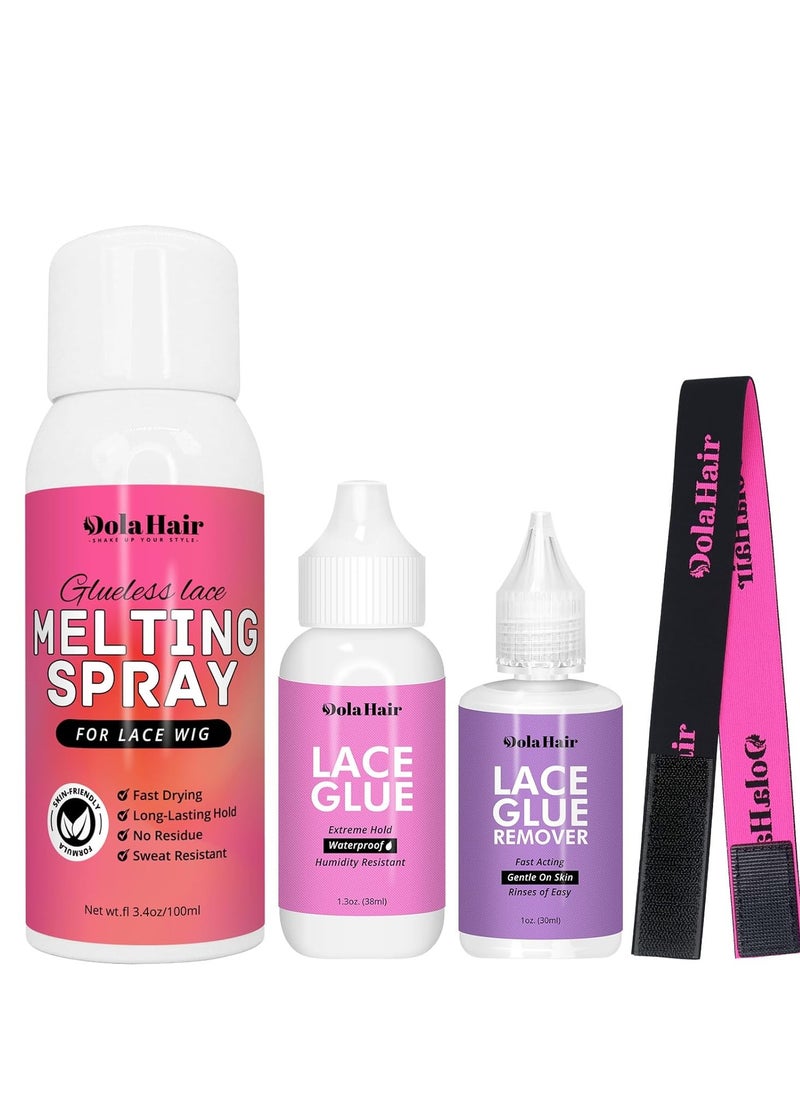 Dolahair Dolahair Wig Glue Spray for Front Lace Wig Lace Melting Spray for Wigs Melting Spray Lace Bond Spray Wig Glue Spray lace Melting kit Lace Glue Kit Wig Install Kit  - Image 1