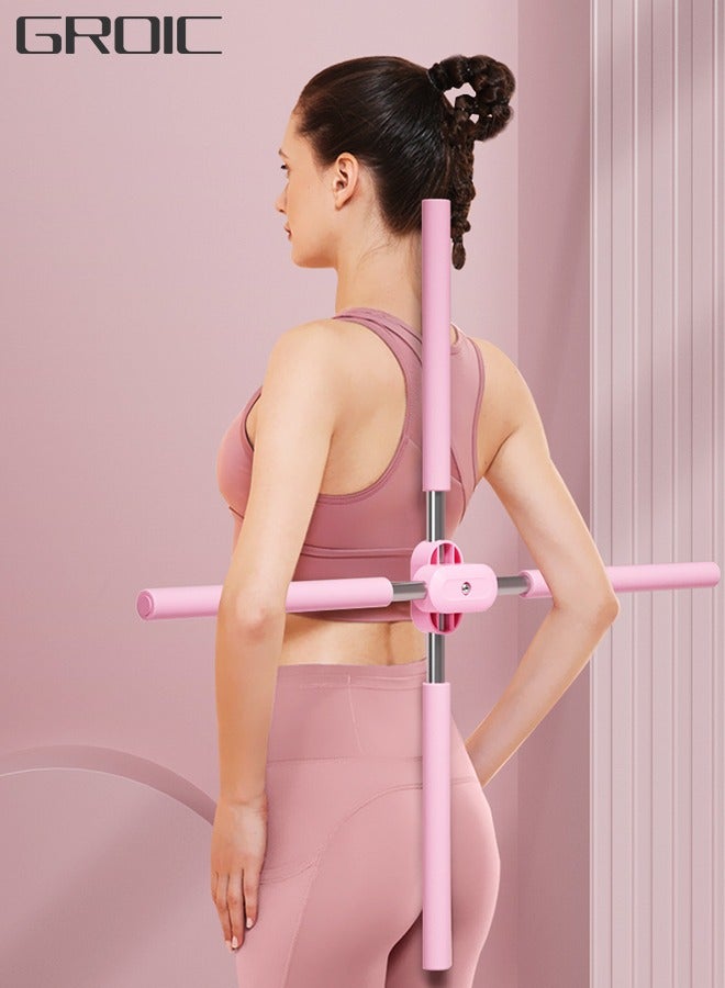 GROIC Back Straightener Posture Corrector, Back Support Yoga Sticks Stretching Tool for Posture, Humpback Correction Sticks Stretching Tool, Retractable Design Back Brace Women Posture Corrector for Men kid  - Image 1