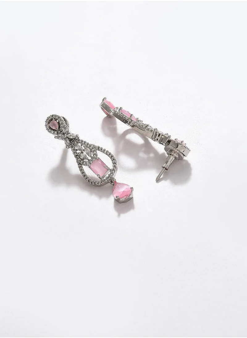 سوهي Green & Pink Stone Studded Jewellery Set