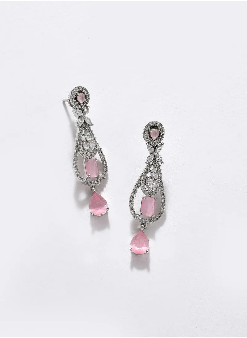 سوهي Green & Pink Stone Studded Jewellery Set