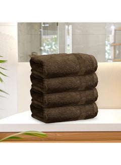Rest Hand Towel Set Of 4 Wood Brown Cotton Hand Towel 50X100Cm , 20X39 Inch Soft Lightweight Quick Drying Salon Towel For Styling Spa Household Bedroom Gym With Maximum Absorbency  - Image 1