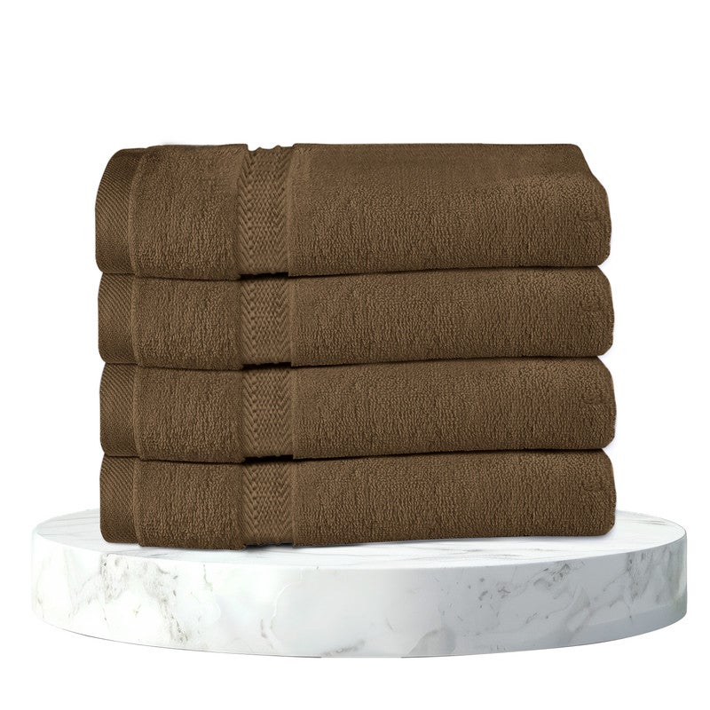 Rest مجموعة من 4 مناشف يد بني خشبي قطن 40x70 سم ، 16x28 بوصة ، 16x28 بوصة مناشف صالون خفيفة الوزن سريعة الجفاف للتصفيف والسبا والمنزل وغرفة النوم وصالة الألعاب الرياضية مع أقصى امتصاص - Image 1