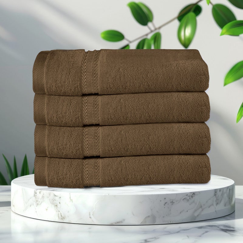 Rest مجموعة من 4 مناشف يد بني خشبي قطن 40x70 سم ، 16x28 بوصة ، 16x28 بوصة مناشف صالون خفيفة الوزن سريعة الجفاف للتصفيف والسبا والمنزل وغرفة النوم وصالة الألعاب الرياضية مع أقصى امتصاص - Image 2