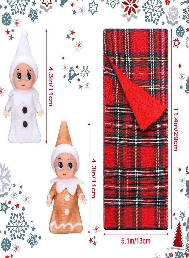 Skylety 2 Pieces Christmas Dolls Boy and Girl Dolls Mini Baby Twins Dolls and 2 Pieces Christmas Doll Sleeping Bags Red Plaid Sleeping Bag for Xmas Decorations(Lovely) - Image 2