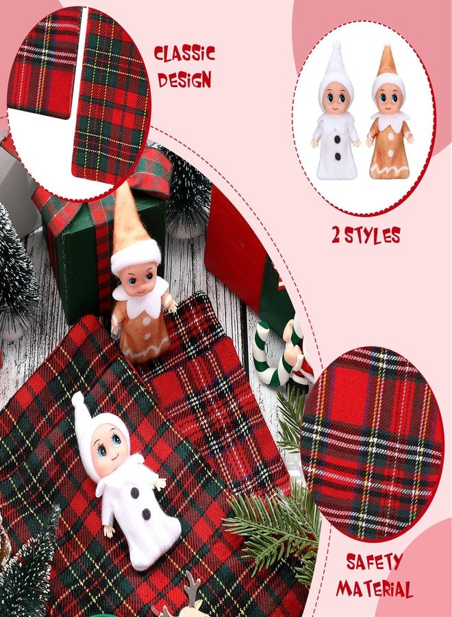 Skylety 2 Pieces Christmas Dolls Boy and Girl Dolls Mini Baby Twins Dolls and 2 Pieces Christmas Doll Sleeping Bags Red Plaid Sleeping Bag for Xmas Decorations(Lovely) - Image 3