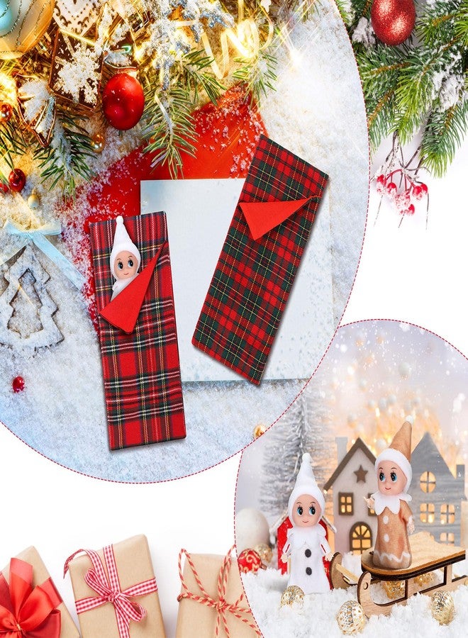 Skylety 2 Pieces Christmas Dolls Boy and Girl Dolls Mini Baby Twins Dolls and 2 Pieces Christmas Doll Sleeping Bags Red Plaid Sleeping Bag for Xmas Decorations(Lovely) - Image 4