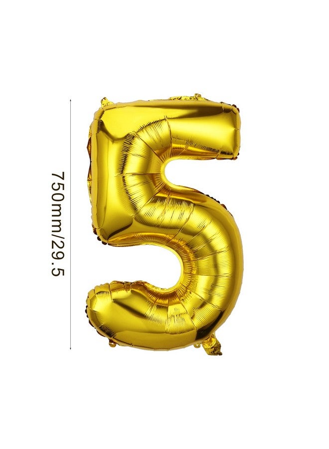 AIEX Gold Number Balloons 28 Inch, Inflatable Large Foil Balloon Number Balloons for Birthday Party Graduation Decorations (5) - Image 2