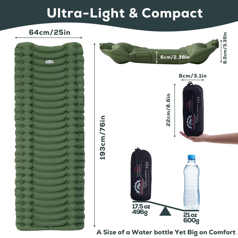 Gear DoctorsÂ® Ether 17.5oz Ultralight Camping Sleeping Pad â€“ Backpacking Air Mattress â€“ Camping Mattress Pad â€“ Compact Inflatable Sleeping Mat for Backpacking, Comfortable Outdoor Hiking, Tent, Travel - Image 2