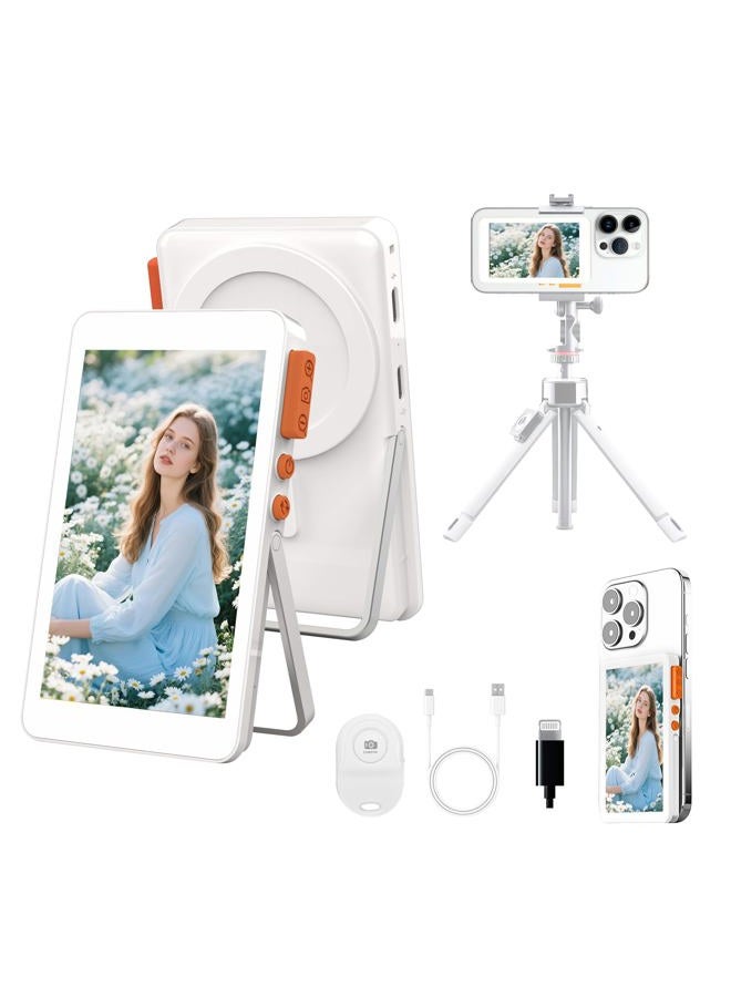 FLATIC Vlog Selfie Monitor Screen for iPhone & Android, 2300mAh Back Camera Monitor Phone with Bluetooth Remote, Speaker, 3-Level Brightness, Bracket, 4K/30FPS Wireless & Wired Recording, No Delay - Image 1
