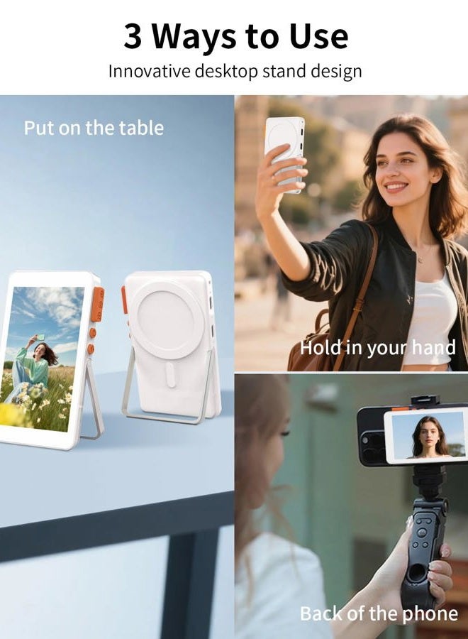 FLATIC Vlog Selfie Monitor Screen for iPhone & Android, 2300mAh Back Camera Monitor Phone with Bluetooth Remote, Speaker, 3-Level Brightness, Bracket, 4K/30FPS Wireless & Wired Recording, No Delay - Image 2