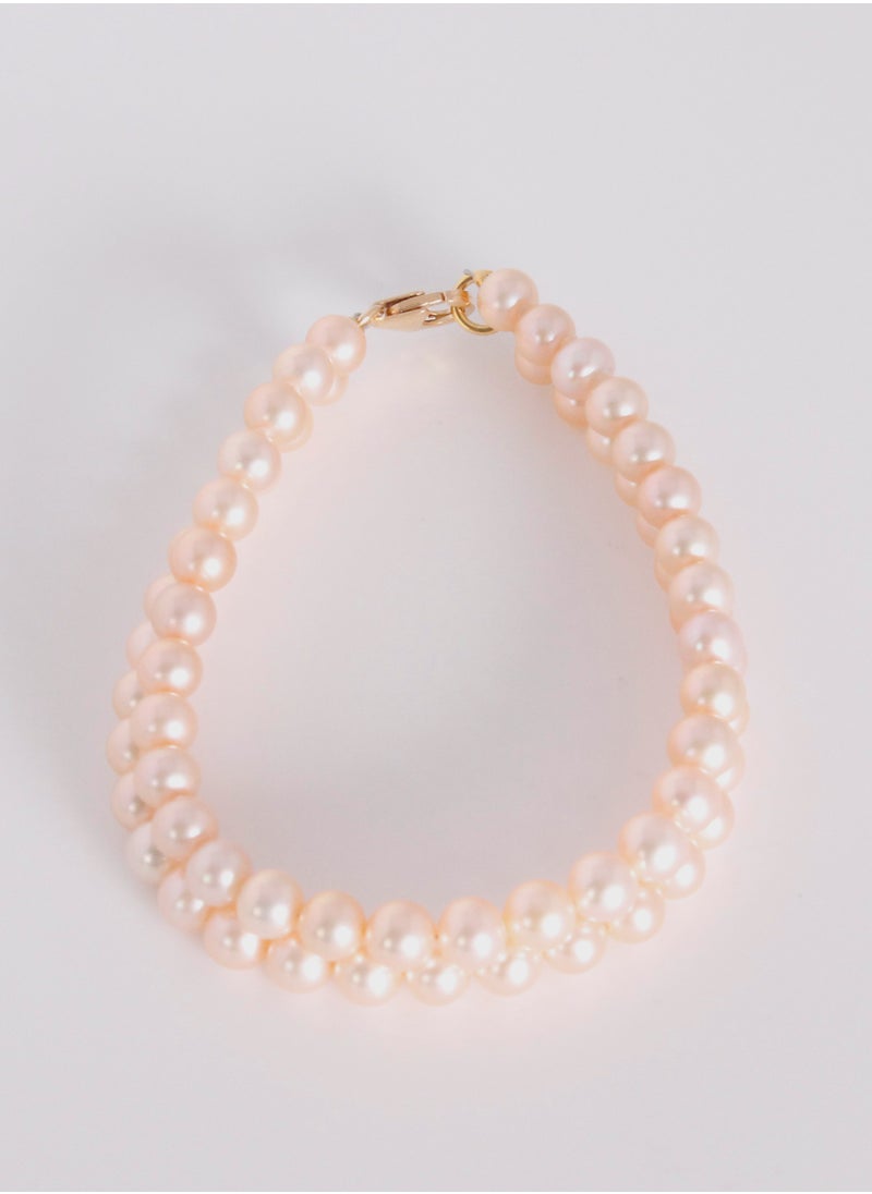 MIKURA - Bracelet 2st 19Cm, Freshwater Pearls, A Quality, Natural Multi Color, 6.0-5.5MM, 18KY - Image 1
