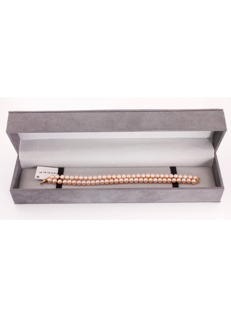 MIKURA - Bracelet 2st 19Cm, Freshwater Pearls, A Quality, Natural Multi Color, 6.0-5.5MM, 18KY - Image 1