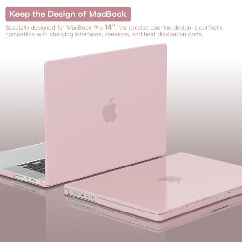 CISSOOK Frosted Baby Pink Case for MacBook Pro 14 inch 2021-2026, Hard Shell Case Keyboard Cover USB Adapter for MacBook Pro 14 A3434 A3427 A3426 A3112 A3185 A3401 M1-M5 Chip, Baby Pink - Image 5