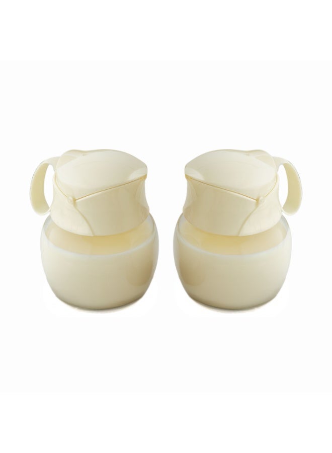 QLUX White Glass Pitcher with Plastic Lid for Pouring Hot Milk, Elegant Kitchen 2 Pcs Set - Image 3