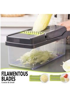 ELTRAZONE Vegetable Chopper Mandoline Slicer Cutter Chopper and Grater 11 in 1 Interchangeable Blades with Colander Basket and Container  - Image 4