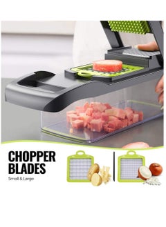 ELTRAZONE Vegetable Chopper Mandoline Slicer Cutter Chopper and Grater 11 in 1 Interchangeable Blades with Colander Basket and Container  - Image 2