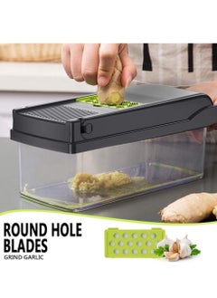 ELTRAZONE Vegetable Chopper Mandoline Slicer Cutter Chopper and Grater 11 in 1 Interchangeable Blades with Colander Basket and Container  - Image 5