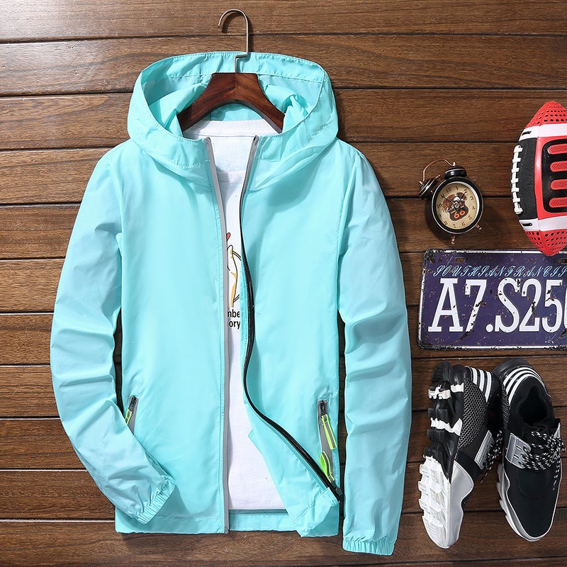 Generic Summer Casual Jacket Mens Oversize Lightweight Couple Windbreaker 615 water Blue 