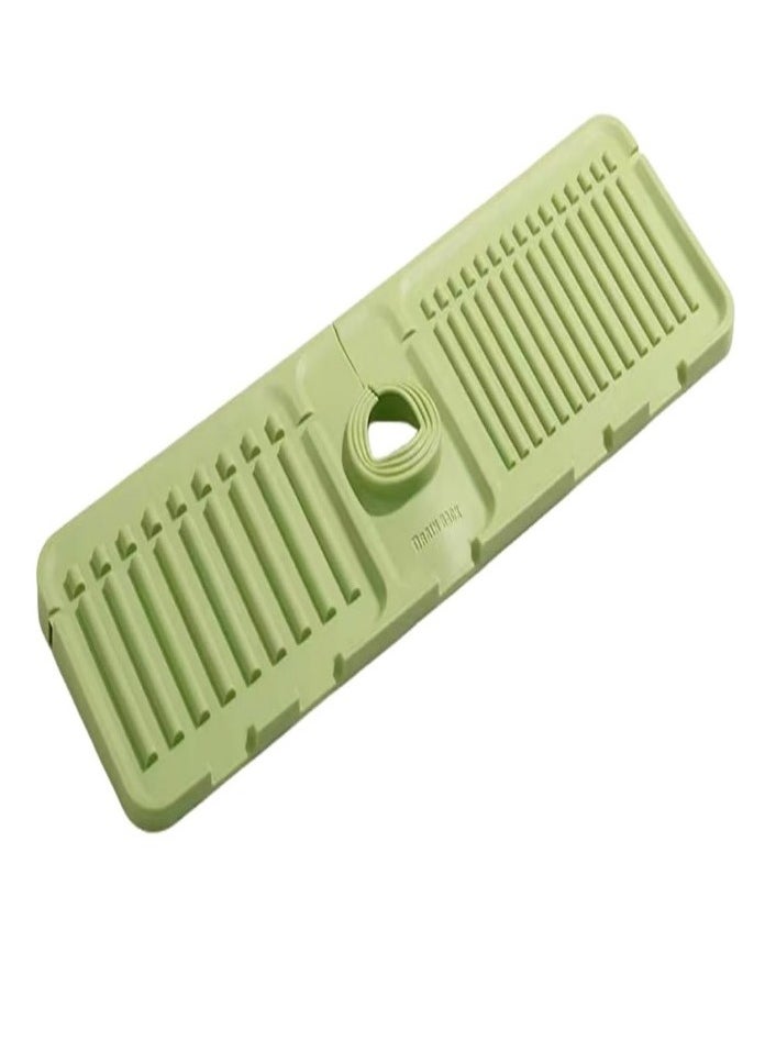 XVersion Faucet Mat for Kitchen Sink | Sink Faucet Mat Splash Guard | Fast Drying Silicone Draining Mat | Faucet Guard for Kitchen & Bathroom (Green, 17.5*5.5in)  - Image 1