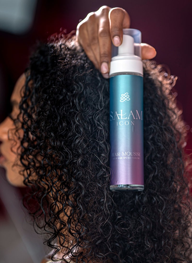 SALAM ICON salam icon curl defining mousse, castor oil and glycerin, Creates Soft Wraps, Hair Mousse for Curly Hair, Defines Curls, Anti Frizz, 236 ml, summer culorful bag - Image 2