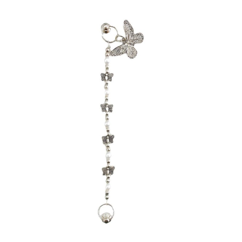 Metal Butterfly Phone Chain Pendant DIY Grip Accessory with Beads for Women Customizing Cases - Image 2