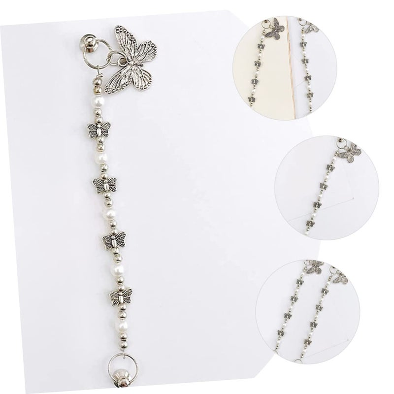 Metal Butterfly Phone Chain Pendant DIY Grip Accessory with Beads for Women Customizing Cases - Image 5