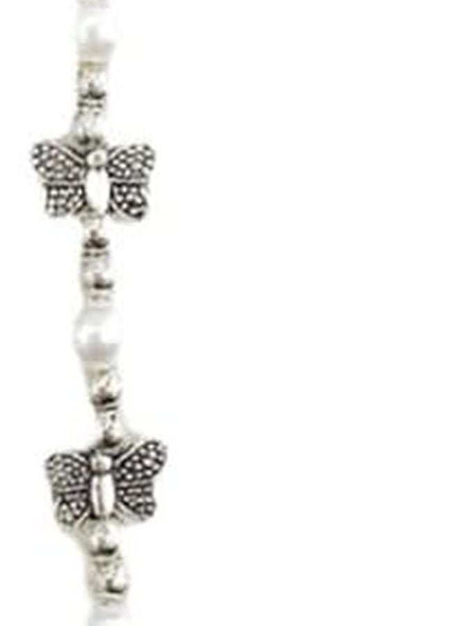Metal Butterfly Phone Chain Pendant DIY Grip Accessory with Beads for Women Customizing Cases - Image 1