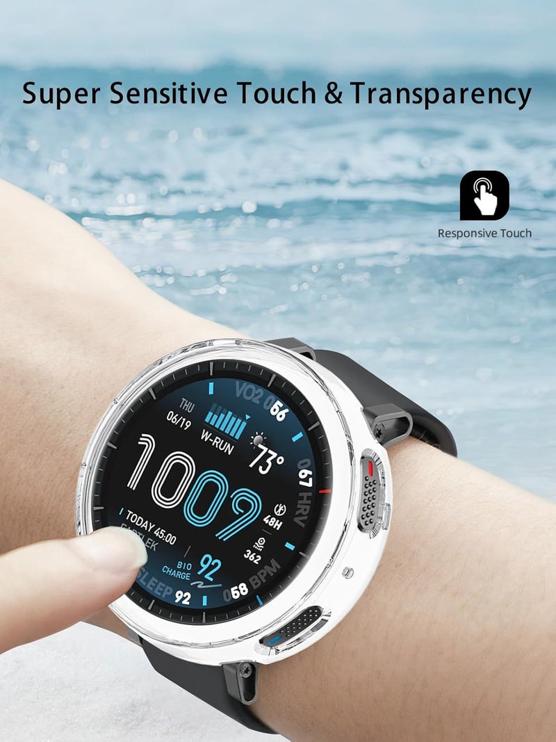 WUNIAK Case for Amazfit Active Max SmartWatch,Soft TPU Full Coverage Protective Cover,Scratch Resistant, Thin & Lightweight,(Transparent) - Image 4