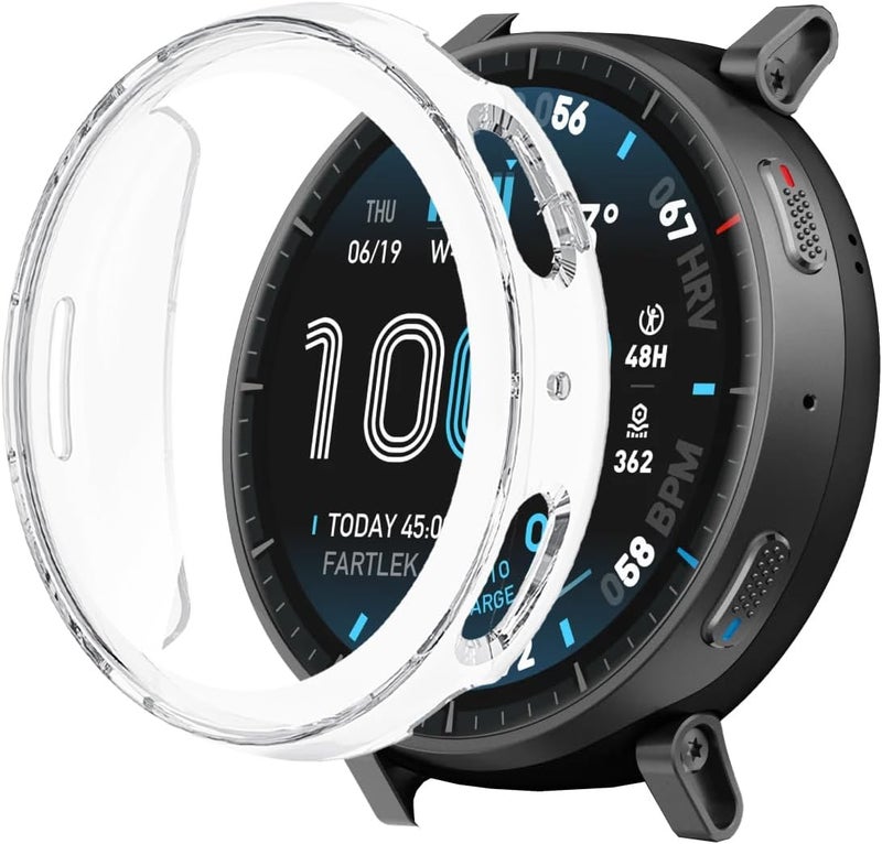 WUNIAK Case for Amazfit Active Max SmartWatch,Soft TPU Full Coverage Protective Cover,Scratch Resistant, Thin & Lightweight,(Transparent) - Image 1
