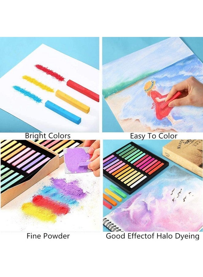 MARJAQE Non Toxic Artist Pastels Square Soft Pastels Set Chalks 12/24/36/48 Colors Soft Dry Pastel Artist Chalk Pastel Sticks For Office School Art Drawing Painting Supplies Professional Art Pastel (24Pcs)  - Image 3