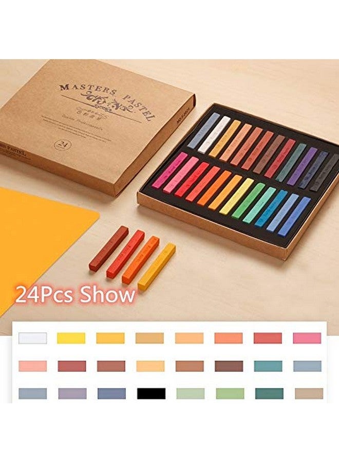 MARJAQE Non Toxic Artist Pastels Square Soft Pastels Set Chalks 12/24/36/48 Colors Soft Dry Pastel Artist Chalk Pastel Sticks For Office School Art Drawing Painting Supplies Professional Art Pastel (24Pcs)  - Image 2