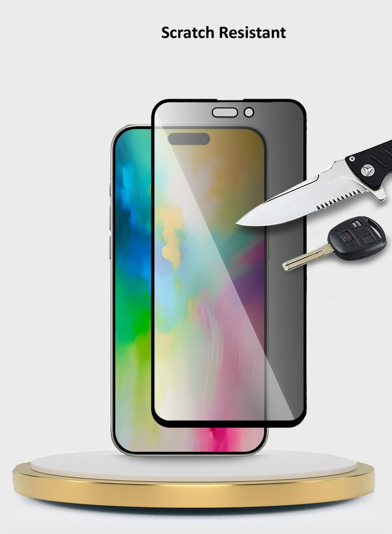 Wtech Apple iPhone 16 Pro Max 2024 Premium E2E Series Privacy Full Glue Full Cover Tempered Glass Screen Protector - Clear/Black - Image 3