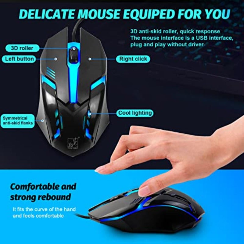 جهاز كومبو لوحة مفاتيح وماوس للألعاب SKY-TOUCH G2: لوحة مفاتيح مع إضاءة LED متعددة الألوان وملمس ميكانيكي - أسود وأبيض - Image 5