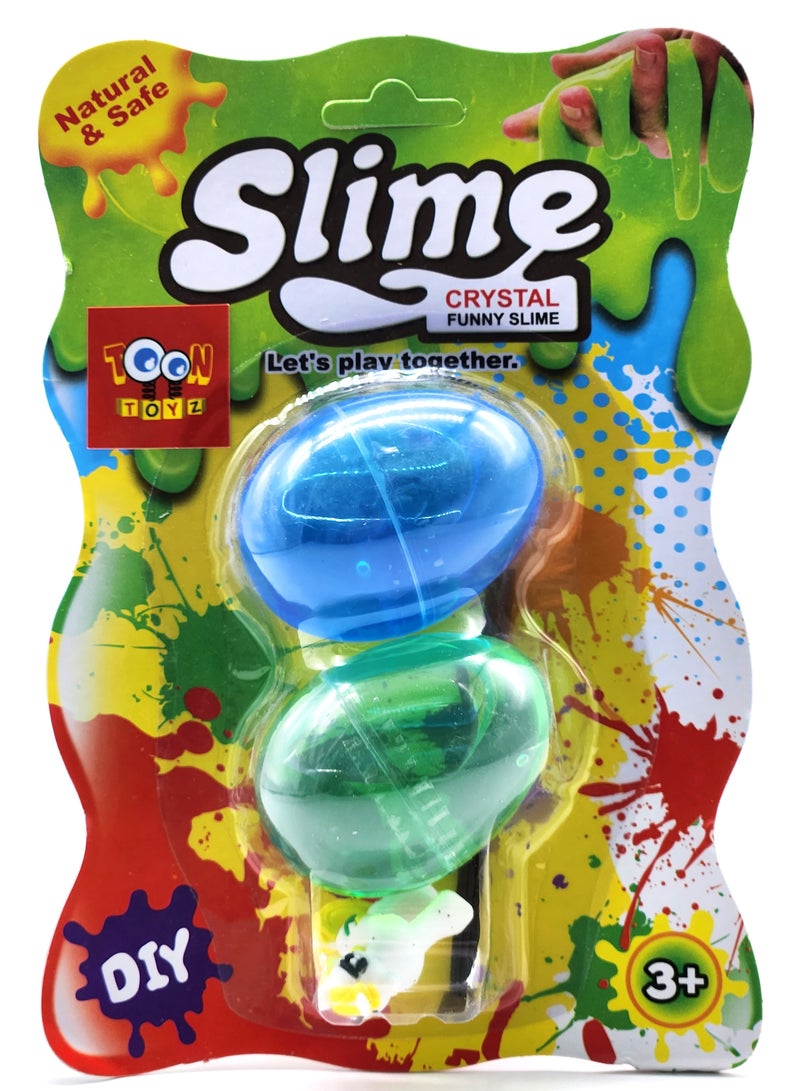 TOON TOYZ Crystal Slime With 1 Random Animal Figure High Quality Non Toxic Toys For Kids - Assorted Color Slime - Image 1