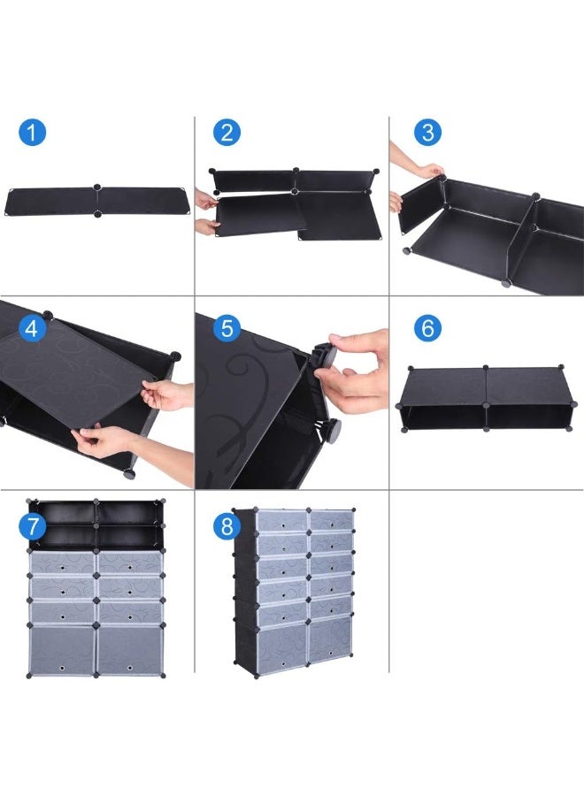 منظم أحذية بلاستيكي 12 مكعب DIY مع 6 طبقات و أبواب - Image 2