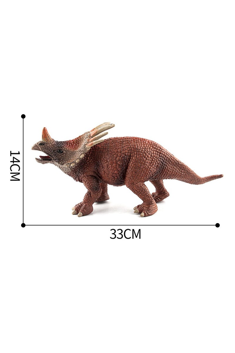 HALAMODO Styracosaurus Animal Model , Realistic Dinosaur Toy, Solid Plastic Material, Wild Ornaments, Jungle Zoo Cognitive Toys, Children's Birthday Party Gifts , Brown 33x11x14 cm - Image 2